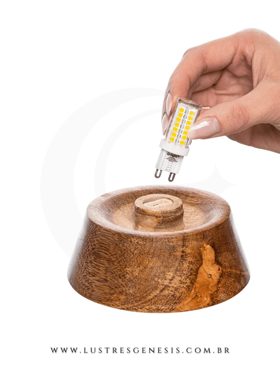 Abajur de Mesa Esfera Dear Murano Aquamarine Base Madeira Para Quarto Sala Cabeceira Iluminacao Decorativa